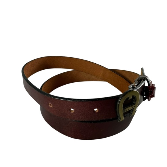 Rare Genuine ETIENNE AIGNER Burgundy Leather Logo Belt For Unisex Size XL 34 main image 12